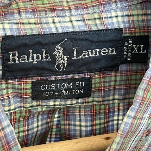 Ralph Lauren Custom Fit Shirt Plaid Long Sleeve Button Up Preppy Size XL - Picture 4 of 5